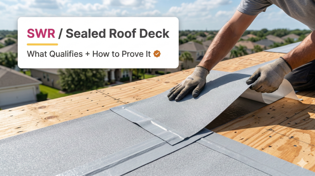 Secondary water resistance Florida sealed roof deck SWR credit documentation checklist